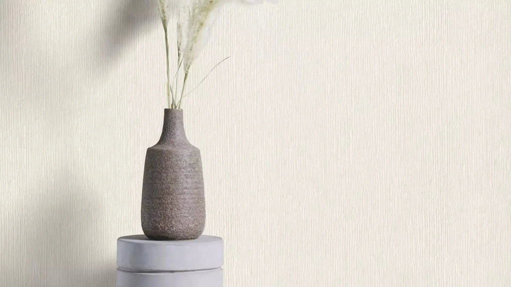 Baltas tapetes RASCH ar svītrainu tekstūru, 653045, Welcome home