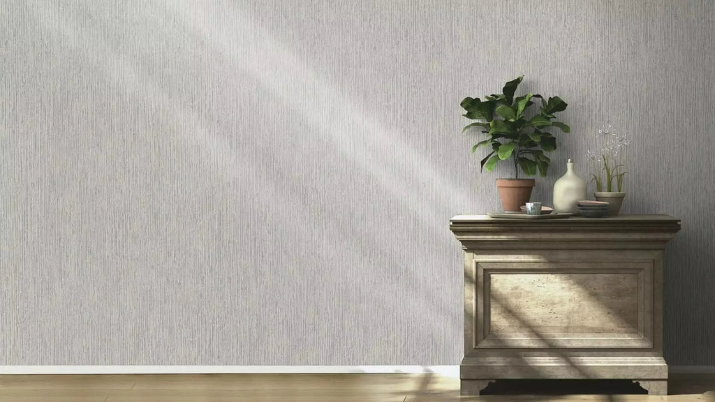 Pelēkas tapetes RASCH ar svītrainu tekstūru, 653038, Welcome home