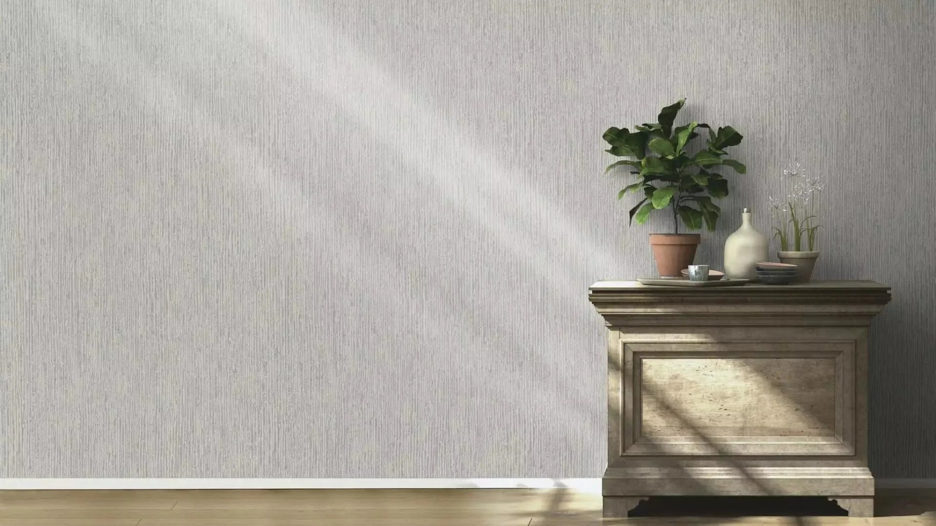 Pelēkas tapetes RASCH ar svītrainu tekstūru, 653038, Welcome home