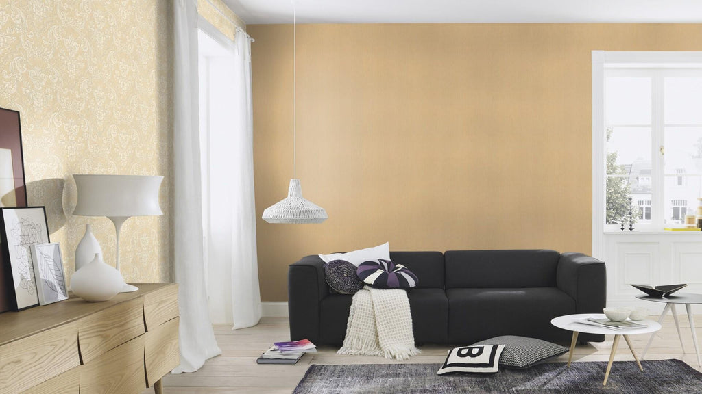 Vienkrāsainas tapetes ar mirdzuma efektu, zelta krāsā, RASCH, 570076, Trianon XIII